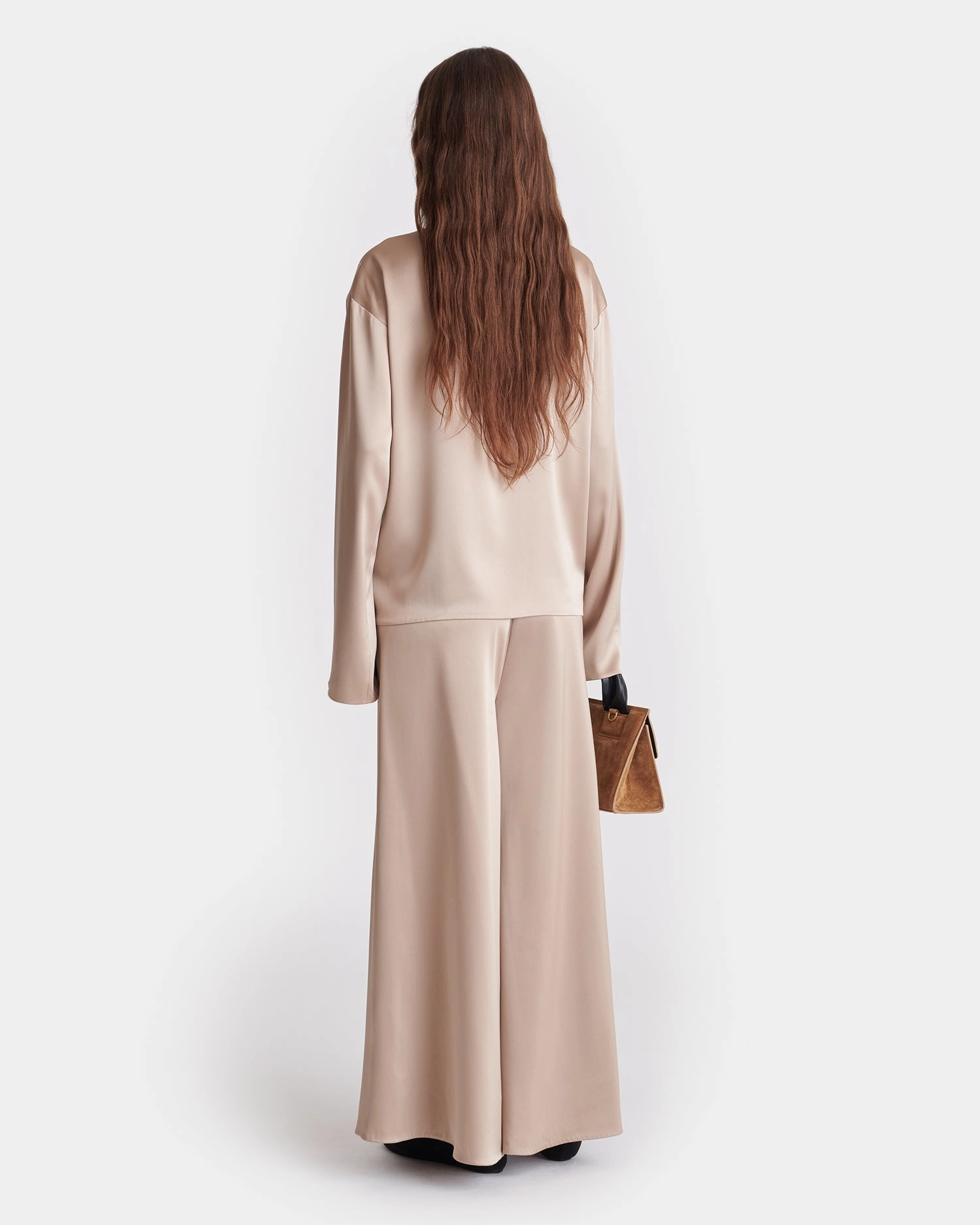 Zaniah - Slip Satin Wide-Leg Pants - Dune Fade Resistant Dye