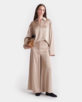 Layer Fit Zaniah - Slip Satin Wide-Leg Pants - Dune