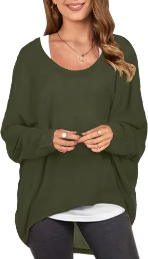 ZANZEA Women's Off-Shoulder Batwing Sleeve Blouse Casual Loose Oversized Baggy T-Shirt Sweater Pullover Top