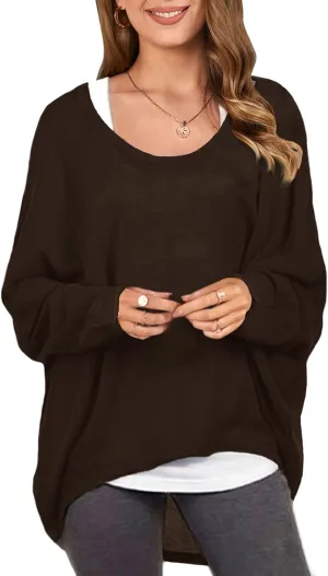 ZANZEA Women's Off-Shoulder Batwing Sleeve Blouse Casual Loose Oversized Baggy T-Shirt Sweater Pullover Top