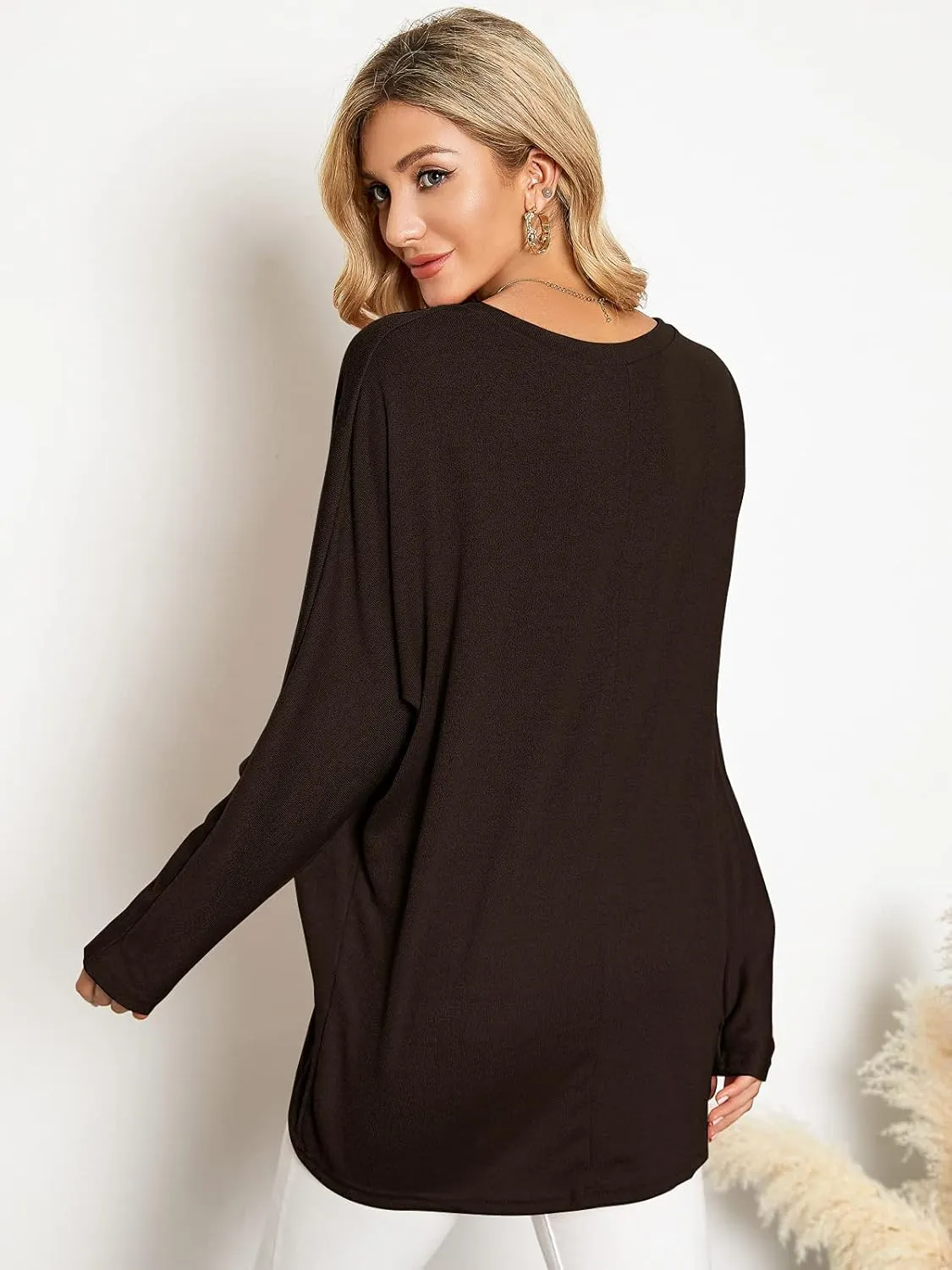 ZANZEA Women's Off-Shoulder Batwing Sleeve Blouse Casual Loose Oversized Baggy T-Shirt Sweater Pullover Top