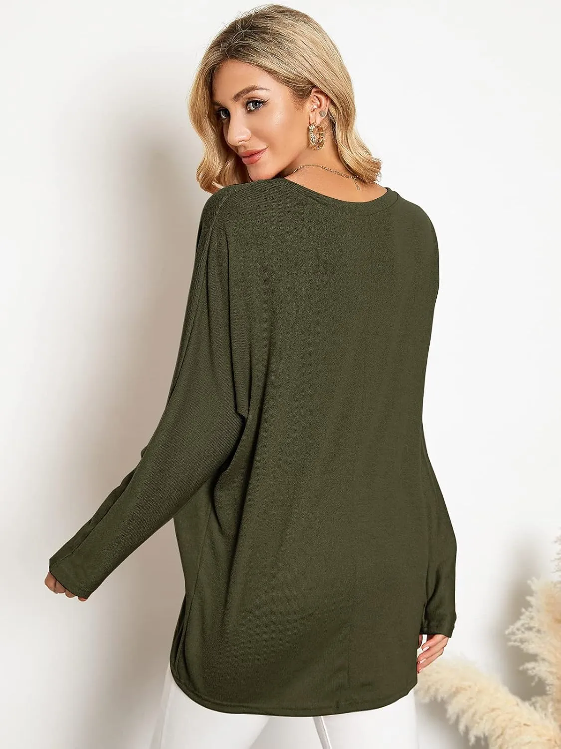 ZANZEA Women's Off-Shoulder Batwing Sleeve Blouse Casual Loose Oversized Baggy T-Shirt Sweater Pullover Top