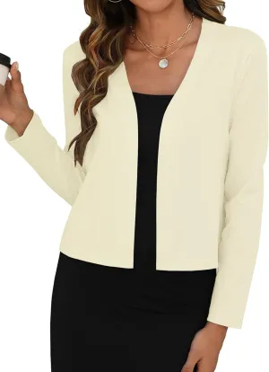 Zeagoo Women's Lightweight Summer Cardigan Cropped Long Sleeve Shrug Thin Open Front Sheer Bolero for Dresses