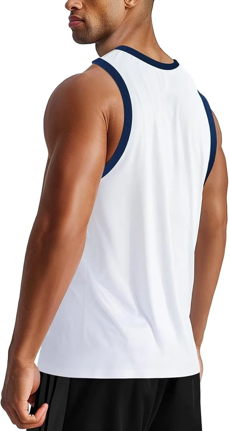 Zengjo Tank Tops for Men Athletic Jersey Ringer Tanks for Sports Sleeveless Shirts