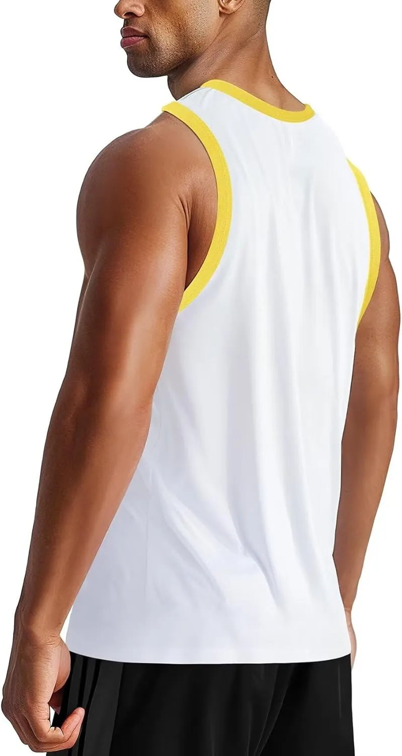 Zengjo Tank Tops for Men Athletic Jersey Ringer Tanks for Sports Sleeveless Shirts
