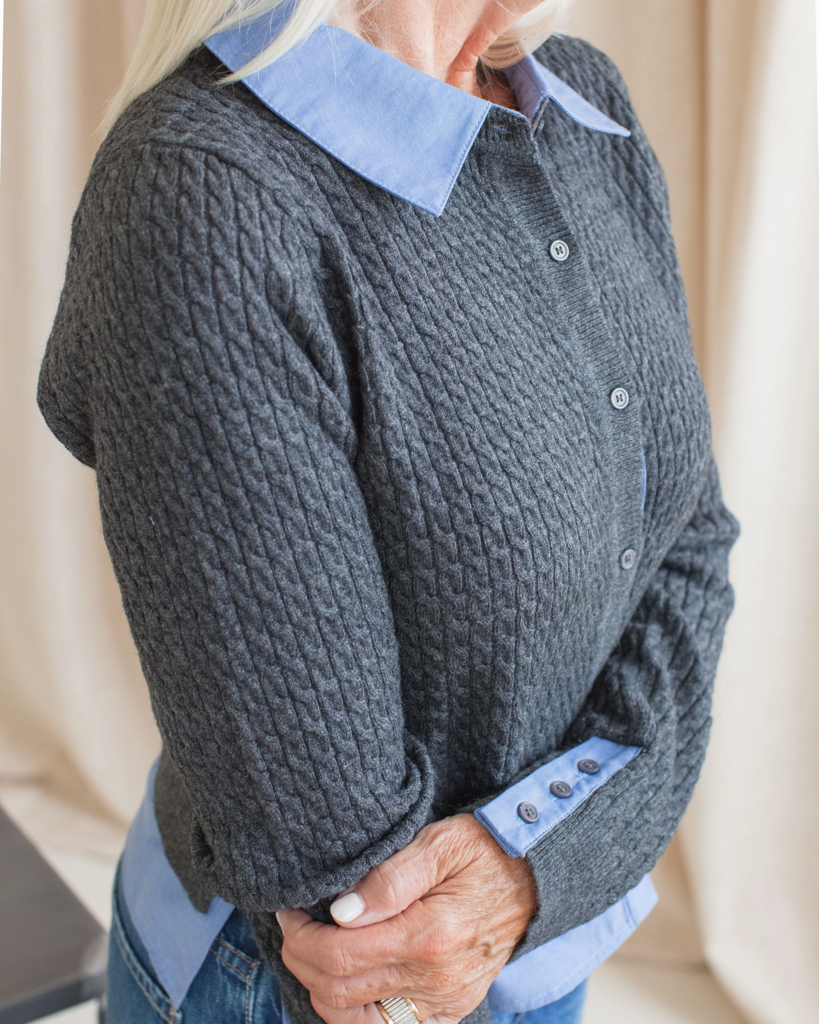 Shannon Layered Cardigan Modern Texture Hypoallergenic Fibers