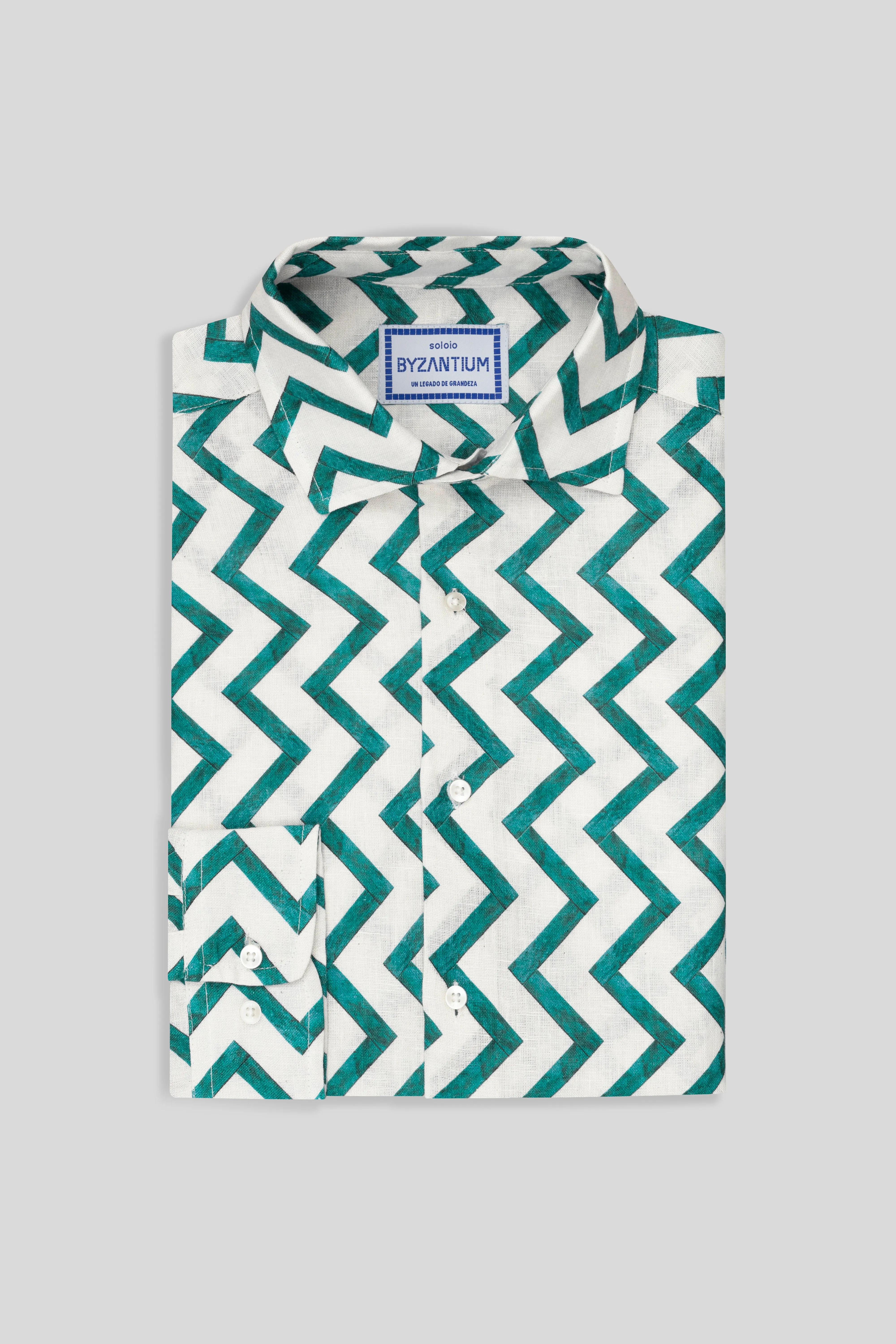 zigzag linen shirt green