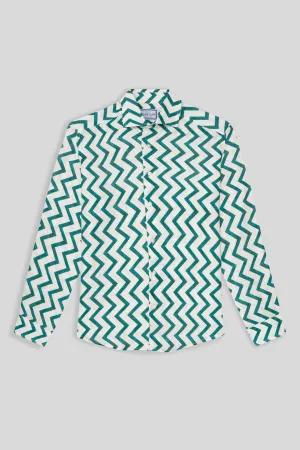 zigzag linen shirt green