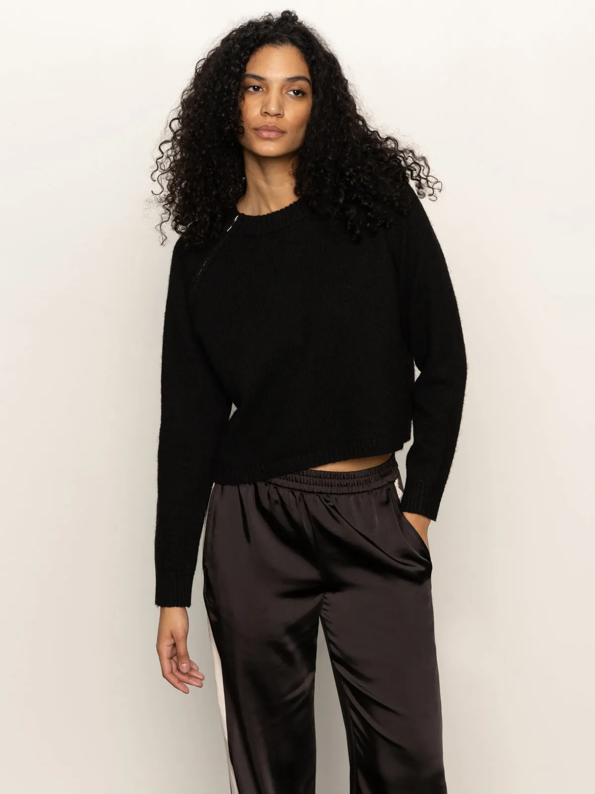 HiddenVentilationPockets FrictionResistant Trim Zip It Sweater Black