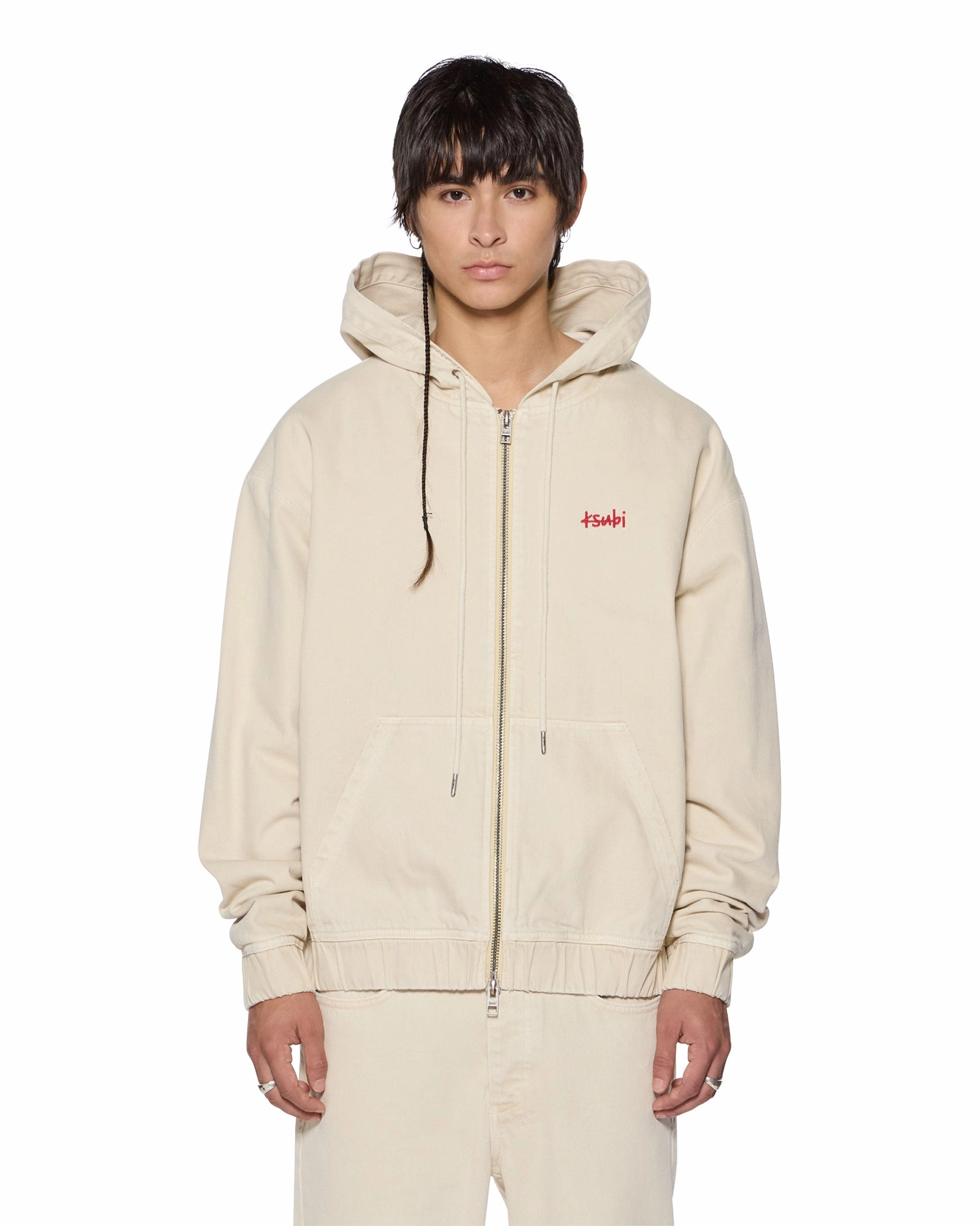 AllDay Comfort Tech ZIPPED DENIM HOODIE ECRU