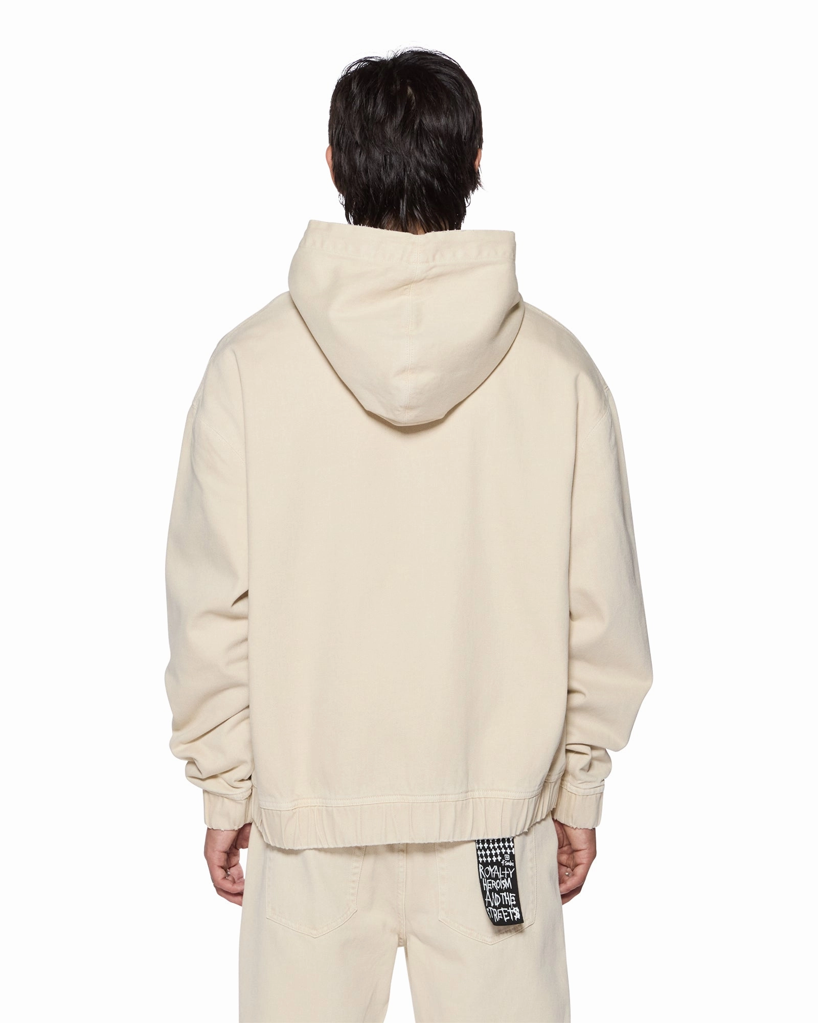 Flexible Neckline ZIPPED DENIM HOODIE ECRU