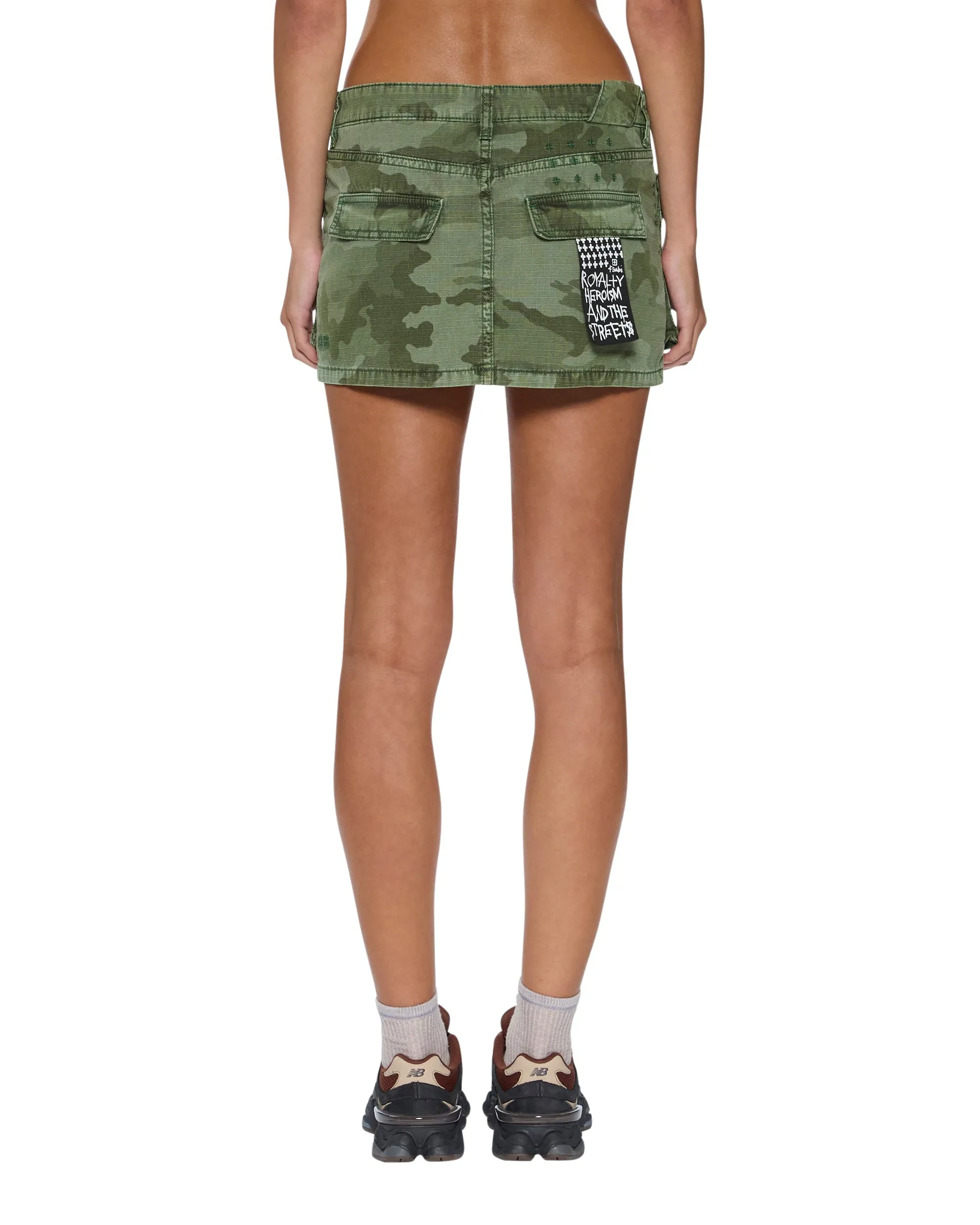 MICRO MINI CARGO SKIRT HASH CAMO Eco conscious