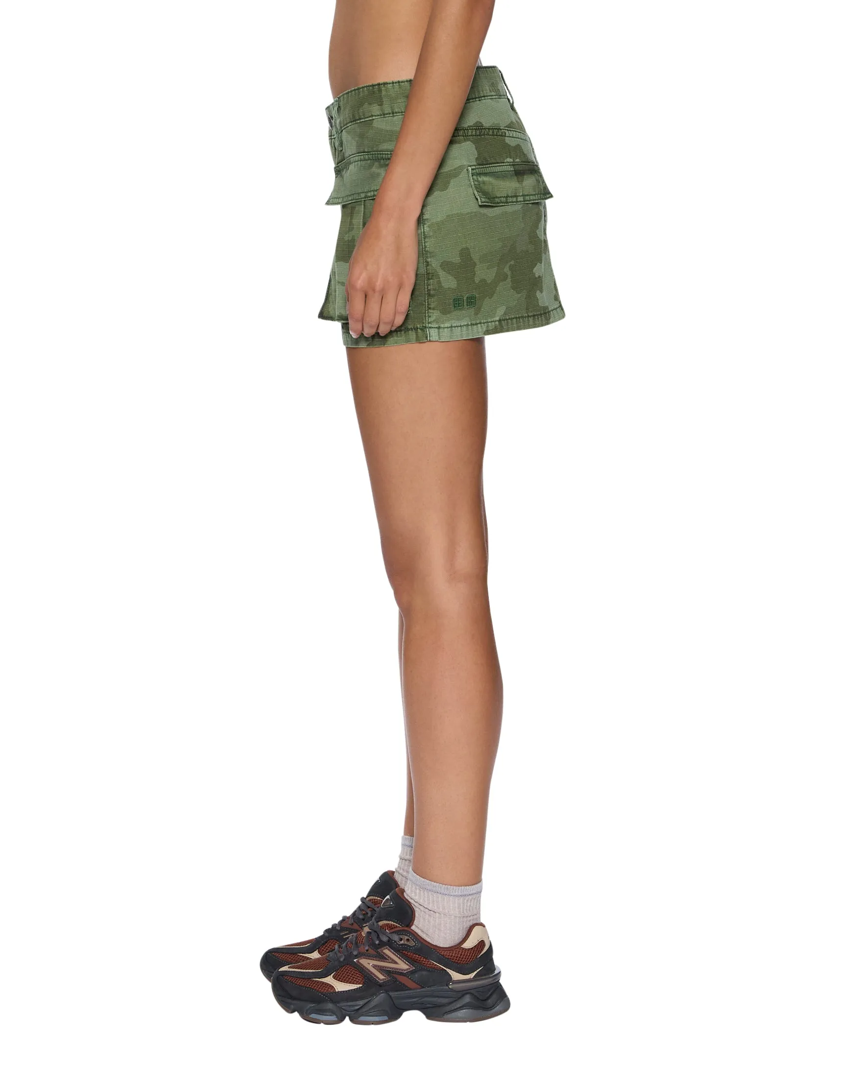 MICRO MINI CARGO SKIRT HASH CAMO Lined interior Layered Design