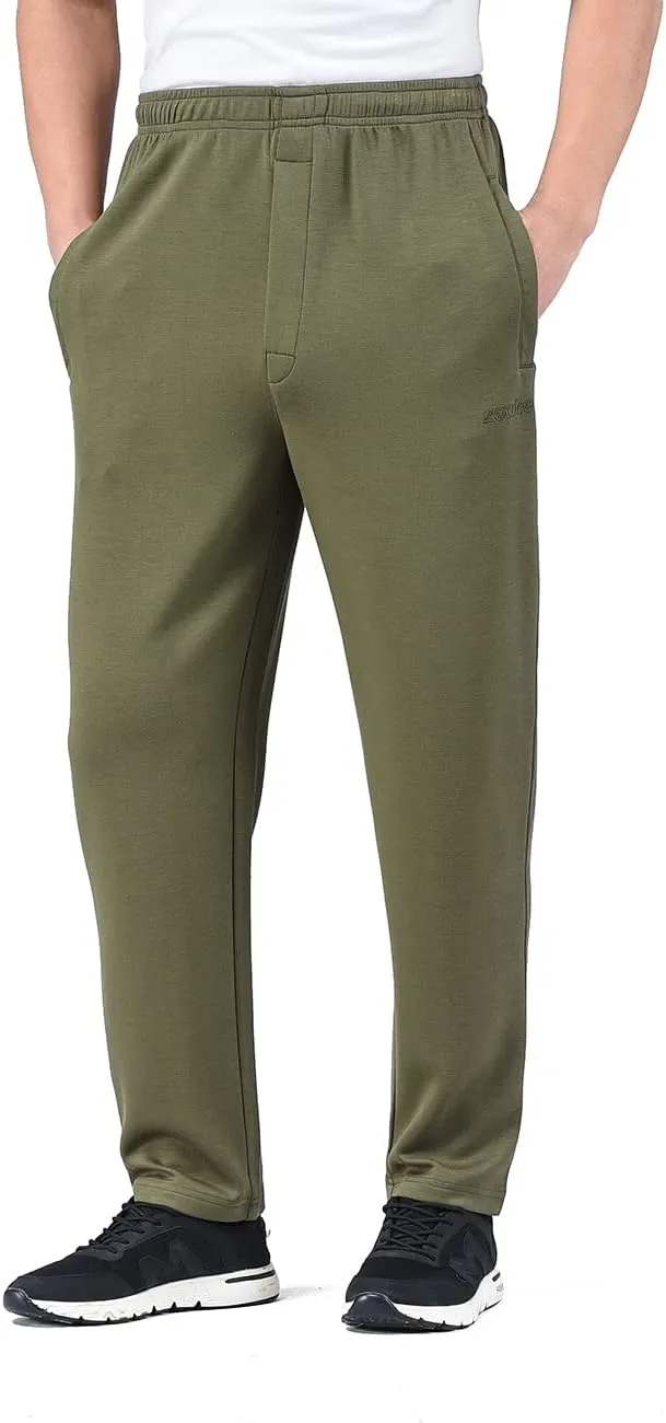 Zoulee New Men's Classic Drawstring-Waist Jogger Pants Sweatpants with Zipper Fly