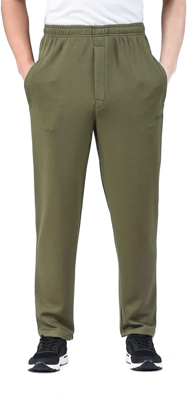 Zoulee New Men's Classic Drawstring-Waist Jogger Pants Sweatpants with Zipper Fly