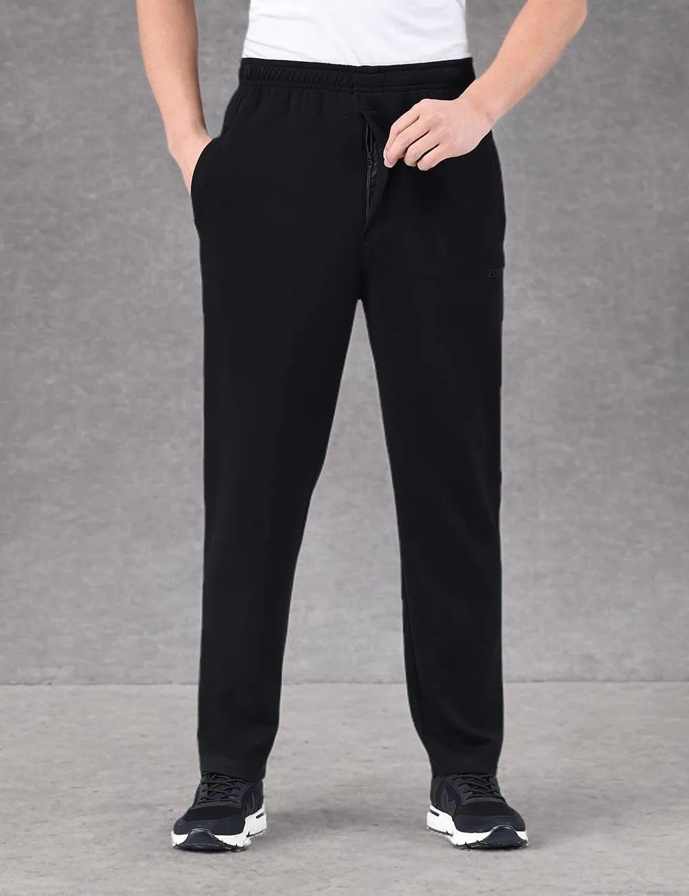 Zoulee New Men's Classic Drawstring-Waist Jogger Pants Sweatpants with Zipper Fly